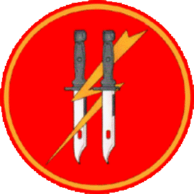 Символ 11 штурмовой бригады ВДВ - ножи на красном поле